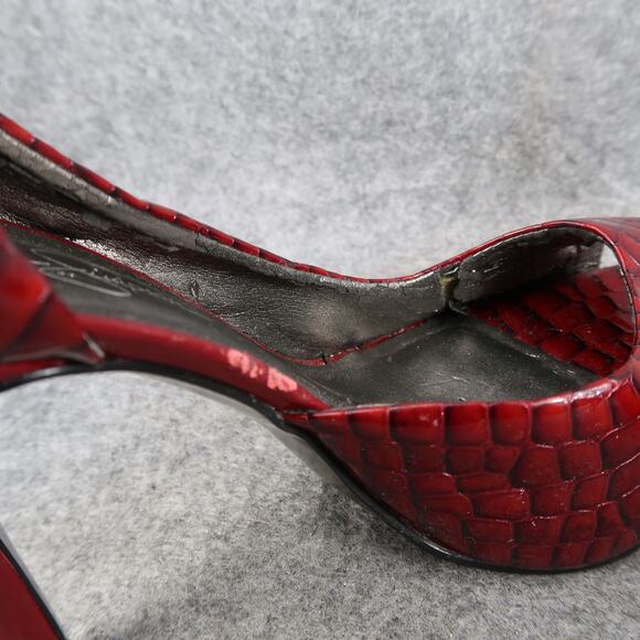 Jessica Simpson Shoes Womens 8 Pumps Stiletto Heel Peep Toe D'Orsay Red Platform - Picture 11 of 14